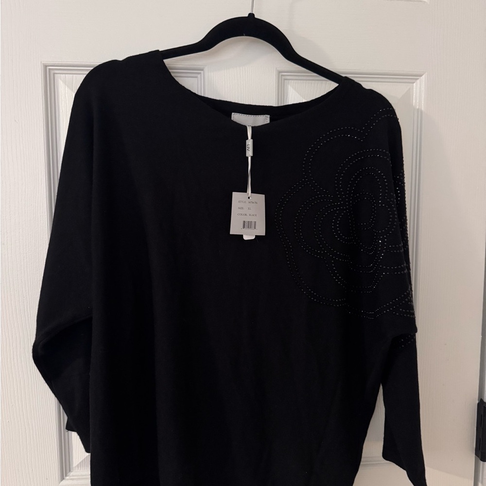 NWT LIV Milano Elegant Black Women's Top - Picture 2 of 6